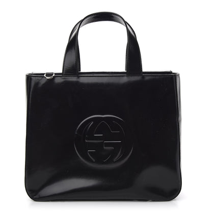 Gucci Patent Calfskin Interlocking G Tote Black 1 of 16