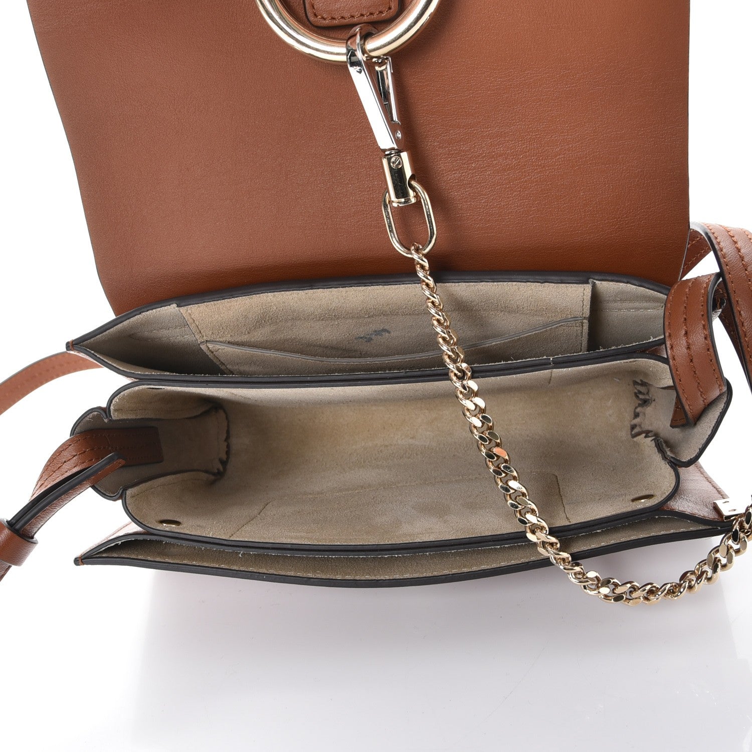 Chloe Suede Calfskin Small Faye Shoulder Bag Tobacco 5 of 10