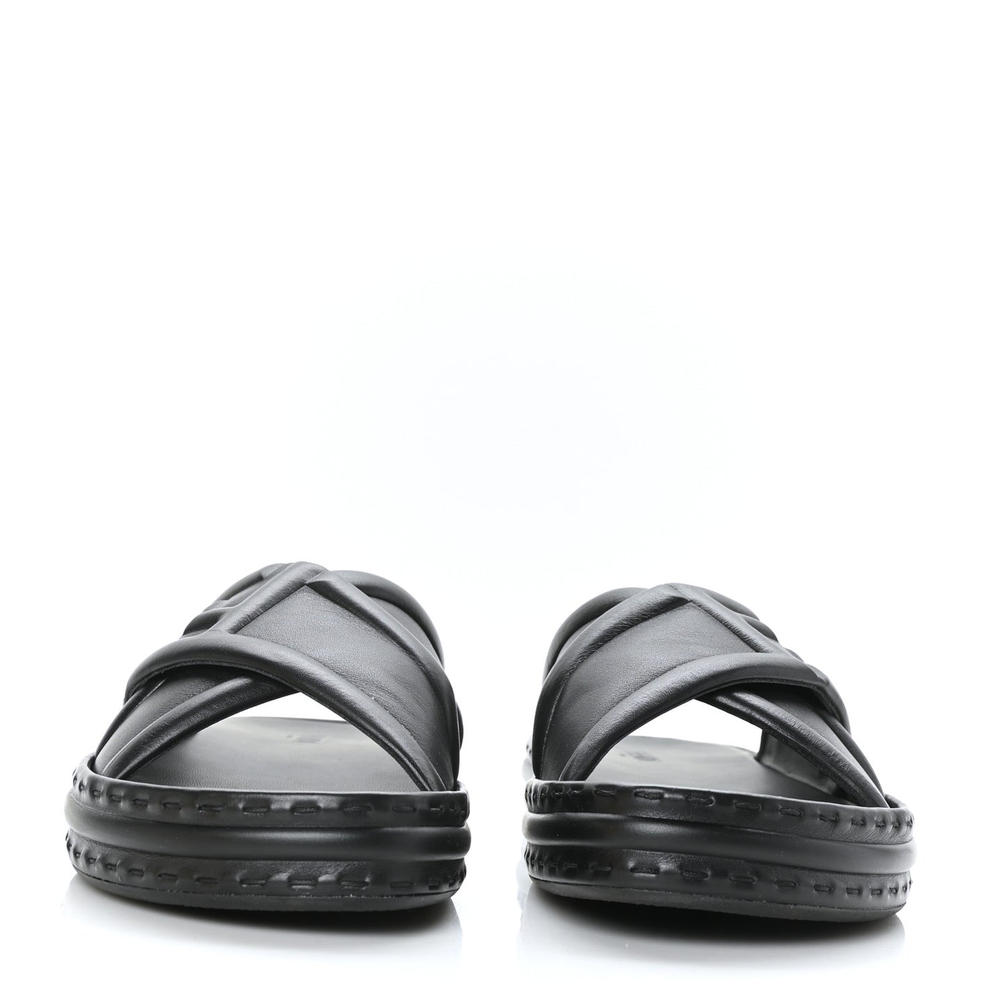 Nappa FF Embossed Mens Slide Sandals 9 Black