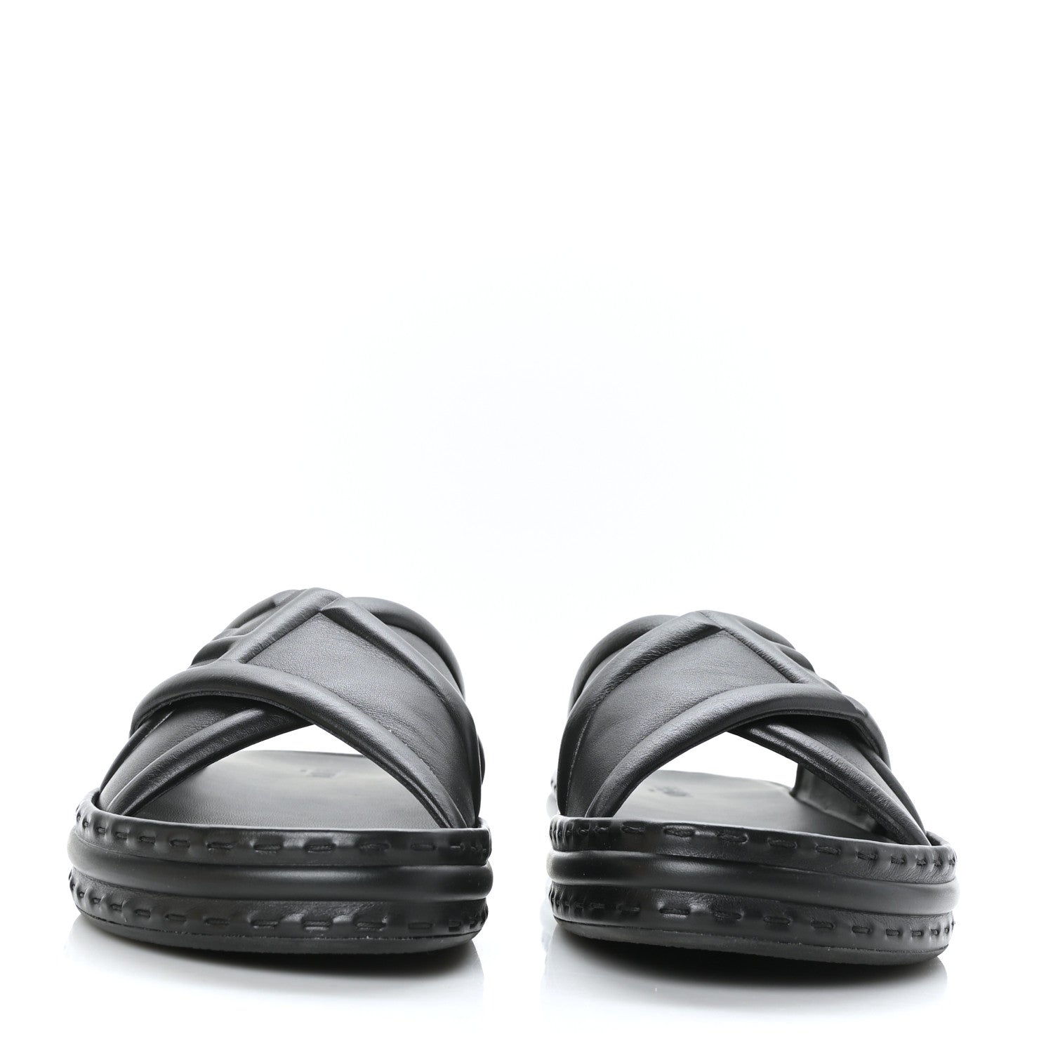 Fendi Nappa FF Embossed Mens Slide Sandals 9 Black 2 of 8