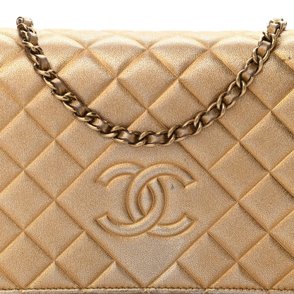 Chanel Metallic Lambskin Quilted Diamond CC Wallet On Chain WOC Bronze 8 of 11