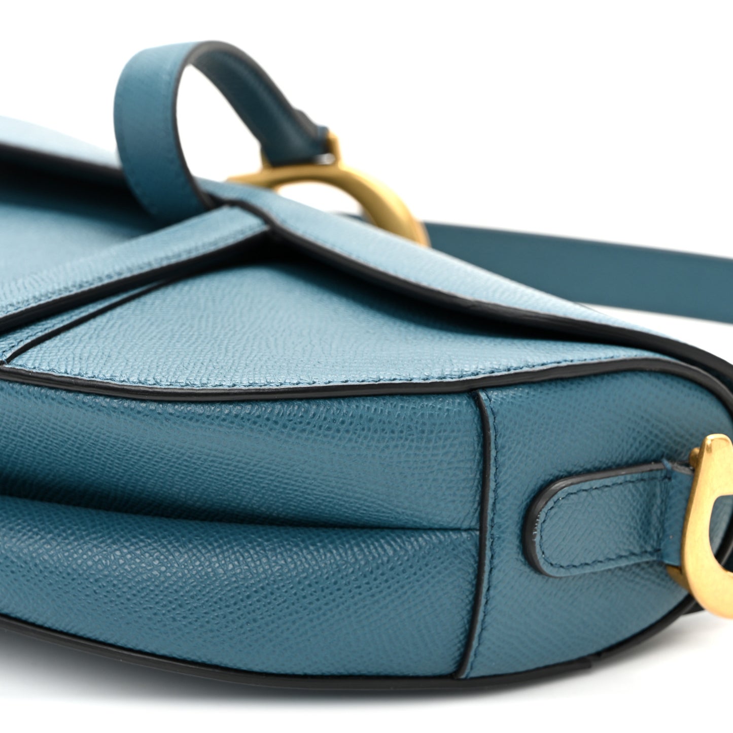 Grained Calfskin Saddle Bag Steel Blue