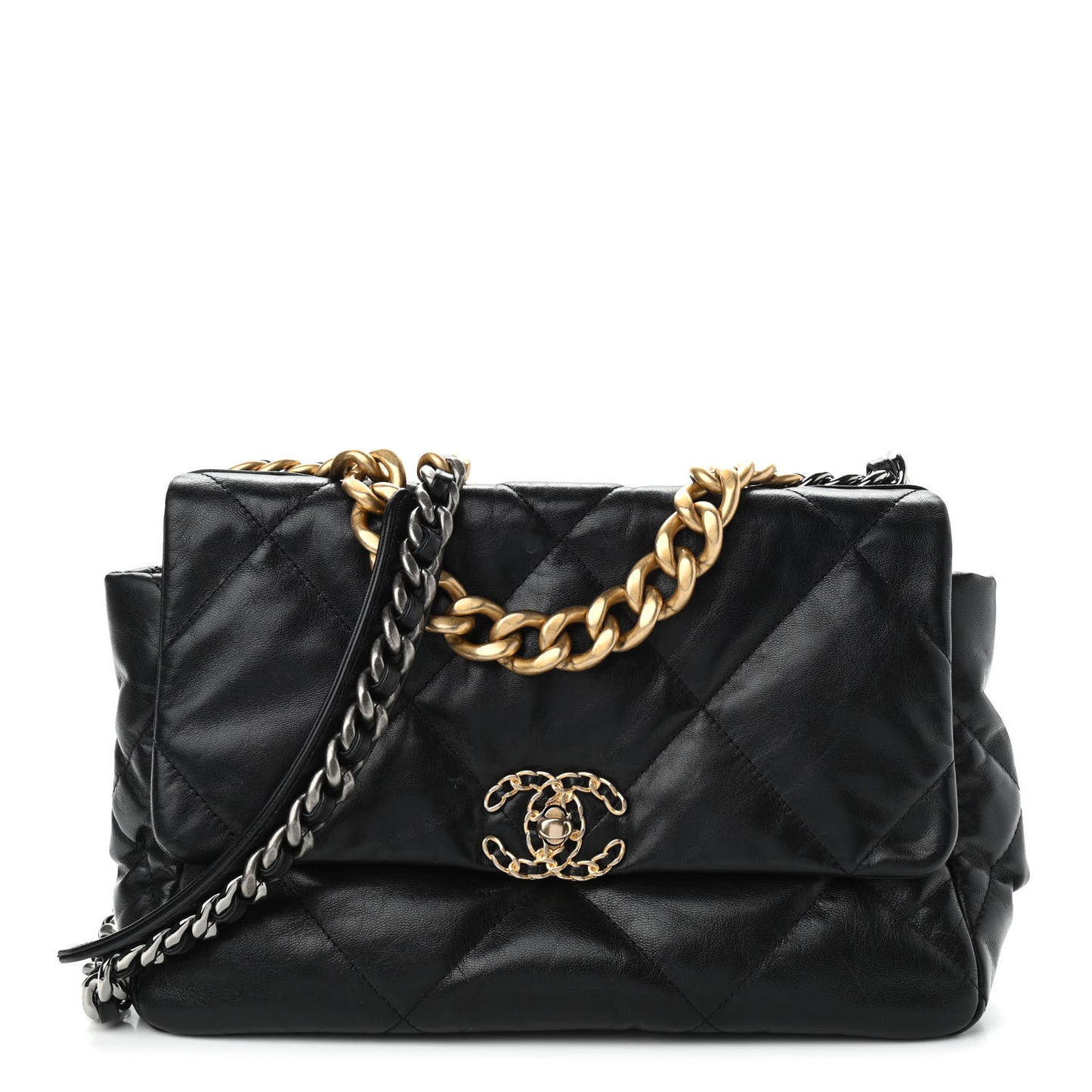 Goatskin Quilted Large Chanel 19 Flap Black