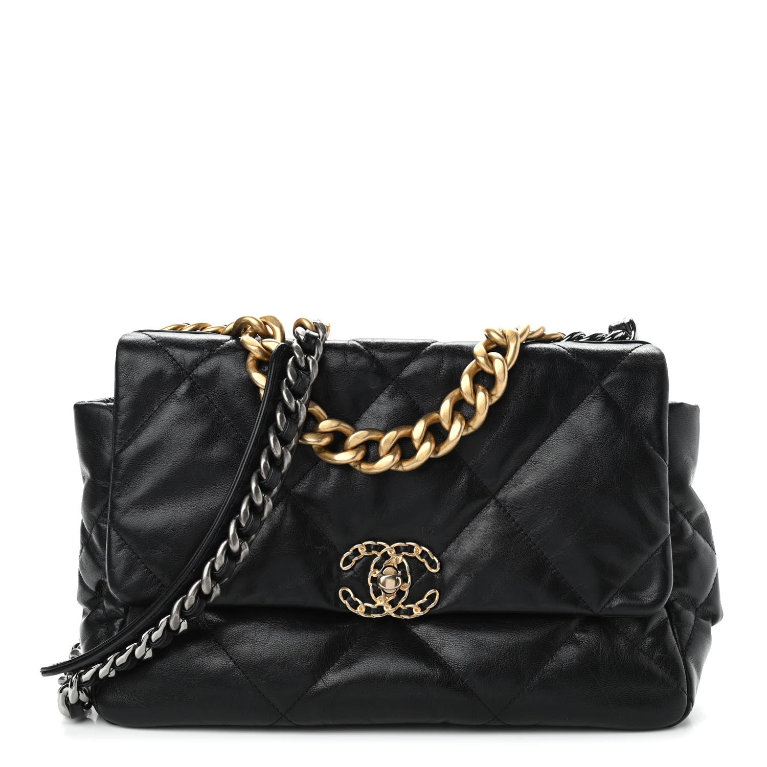 Chanel Goatskin Quilted Large Chanel 19 Flap Black 1 of 11
