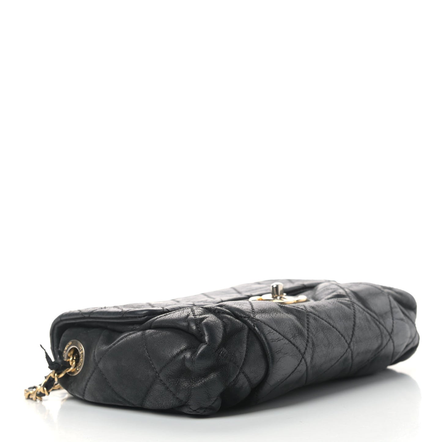 Iridescent Calfskin Quilted Small Chic Quilt Flap Black