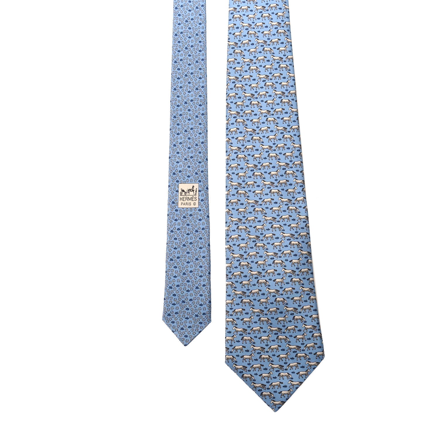 Hermes Printed Silk Mens Neck Tie Bleu 1 of 5
