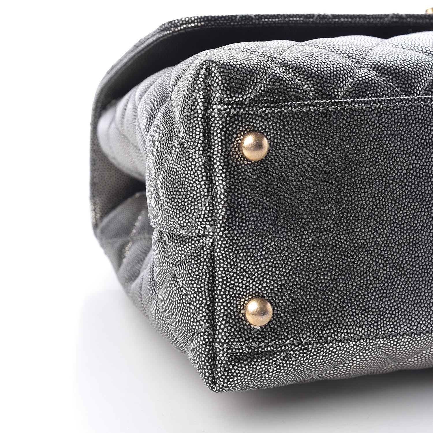 Chanel Metallic Caviar Quilted Small Coco Handle Flap Silver 9 of 14