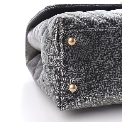 Chanel Metallic Caviar Quilted Small Coco Handle Flap Silver 9 of 14