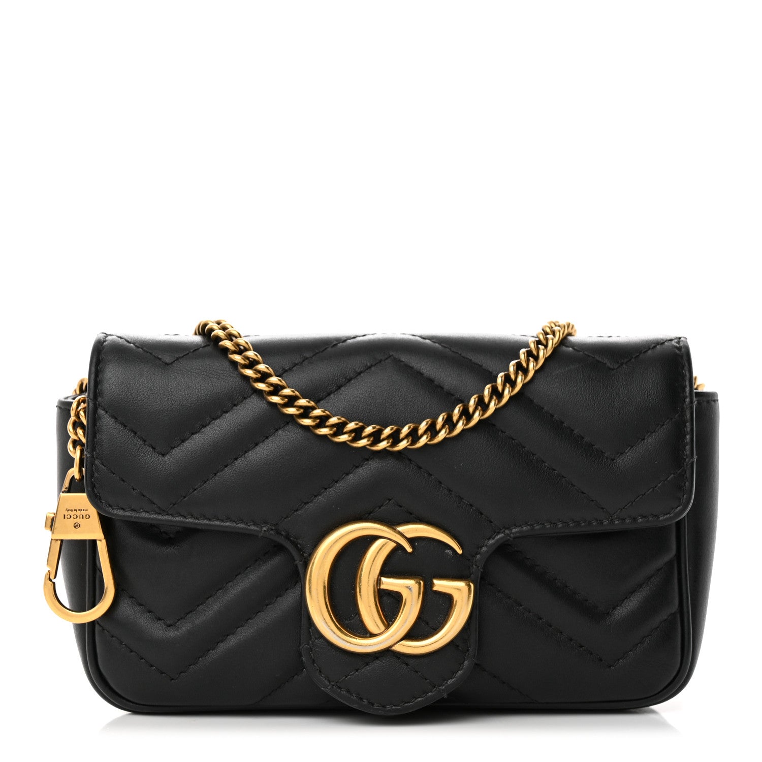 Gucci Calfskin Matelasse Super Mini GG Marmont Shoulder Bag Black 1 of 13