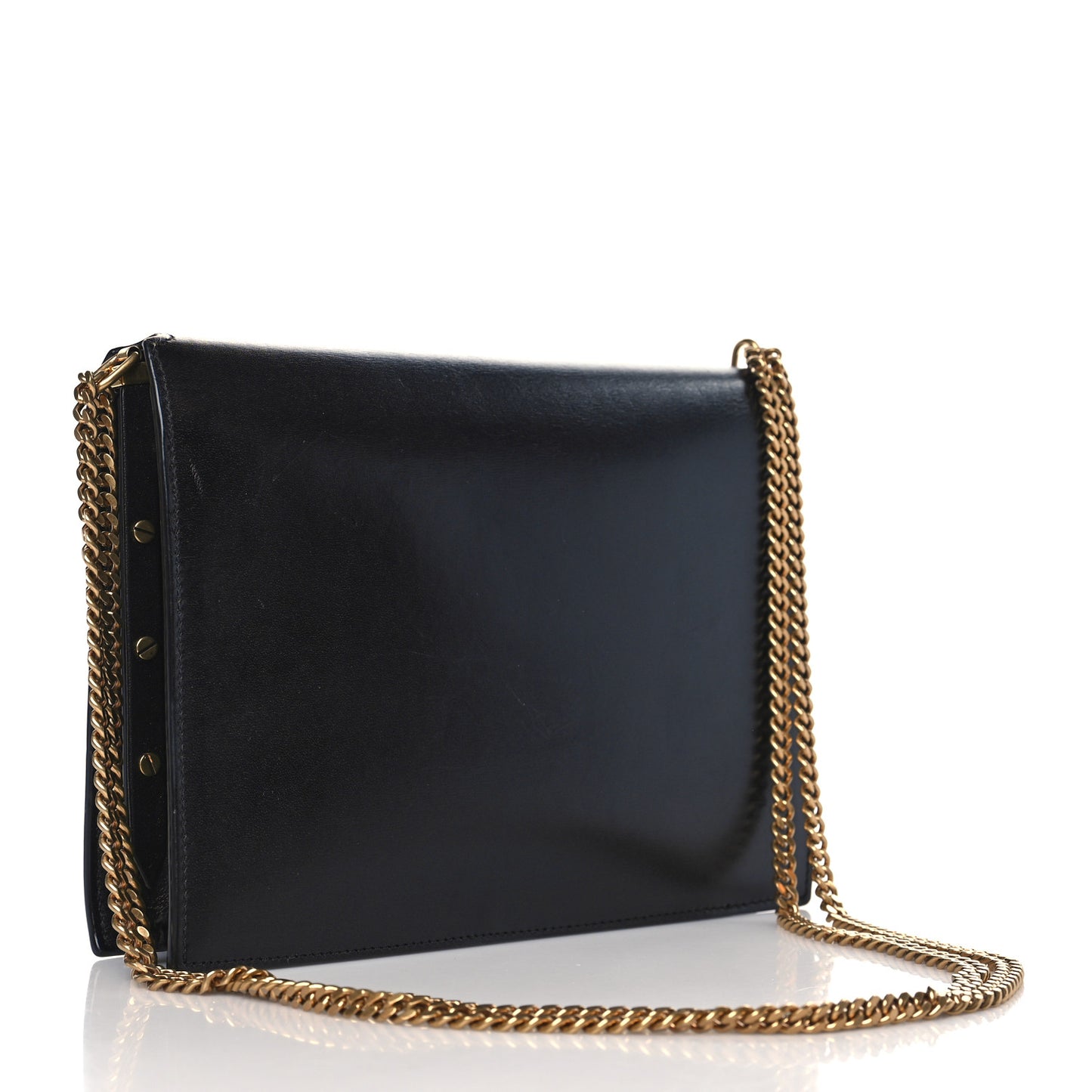 Smooth Calfskin Suede Monogram Cassandra Clasp Bag Black