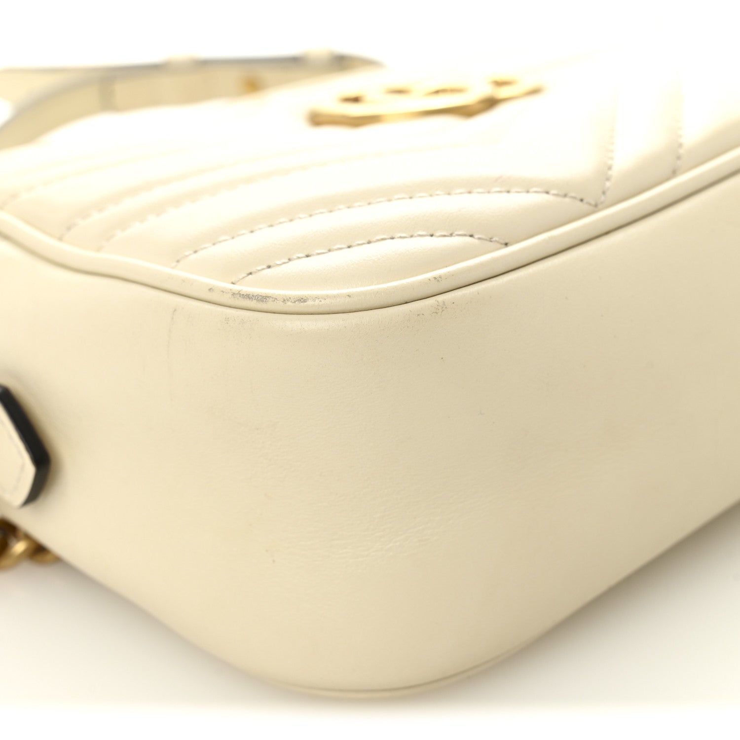 Gucci Calfskin Matelasse Small GG Marmont Chain Shoulder Bag White 9 of 11