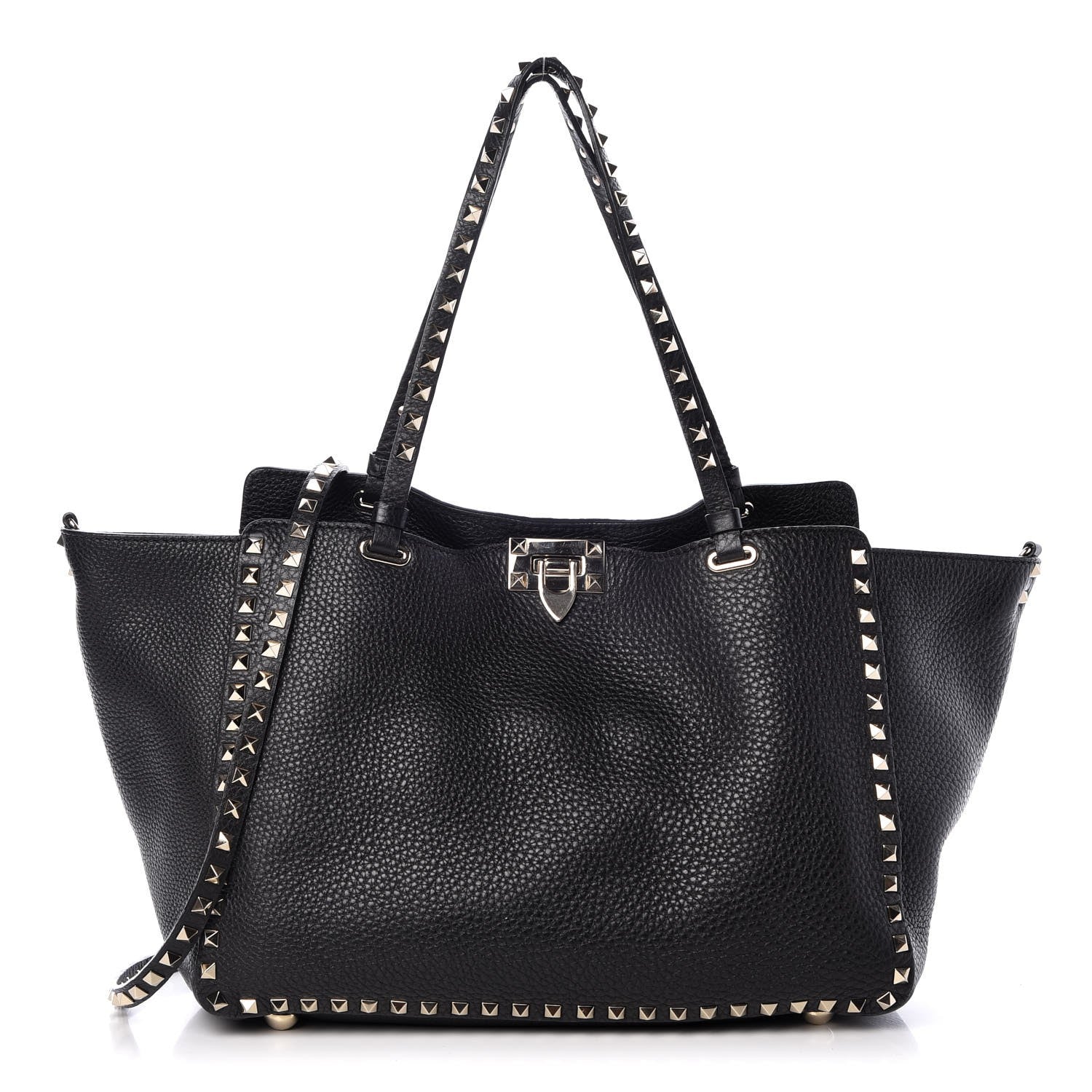 Valentino Garavani Alce Printed Calfskin Medium Rockstud Tote Black 1 of 7