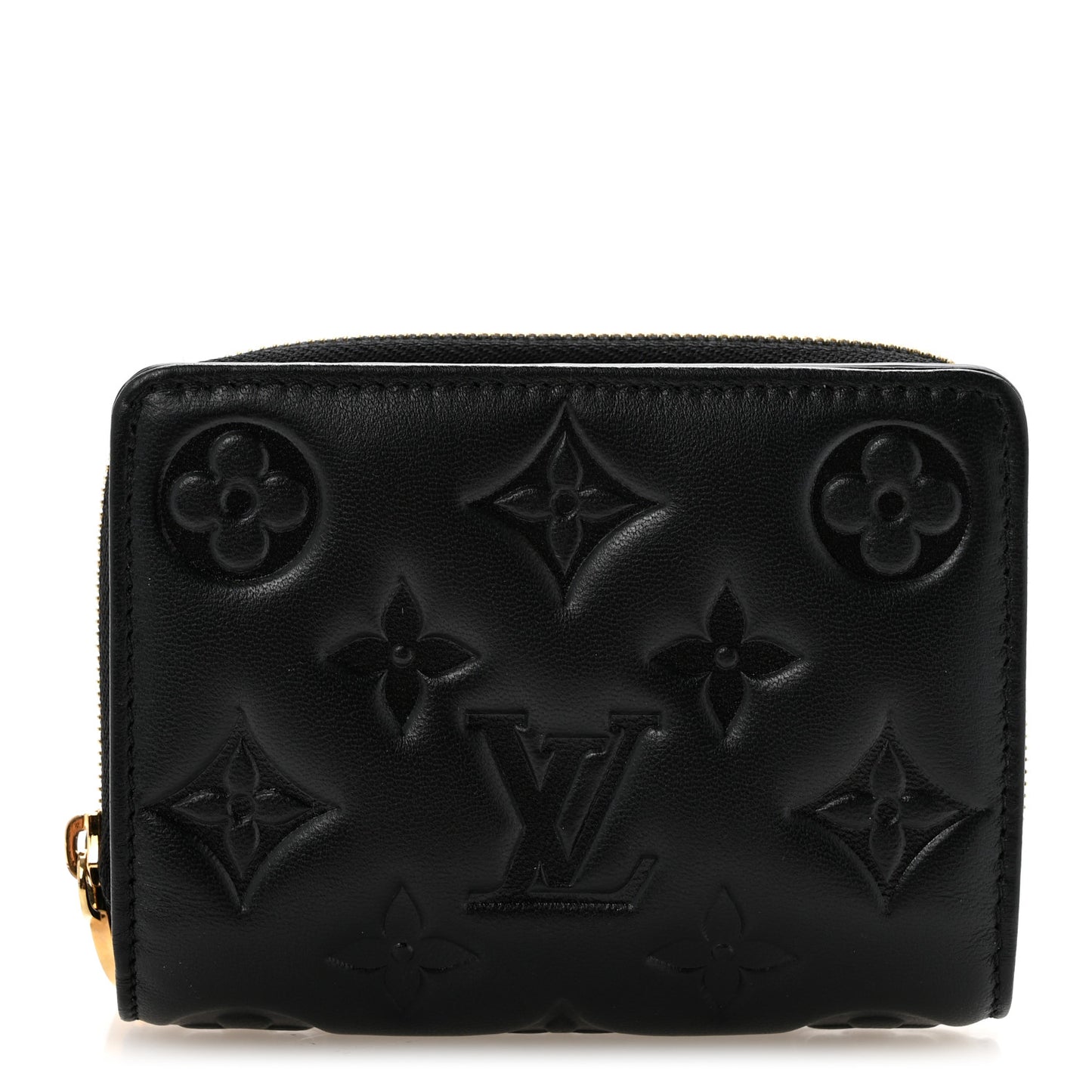 Lambskin Embossed Monogram Lou Coussin Wallet Black