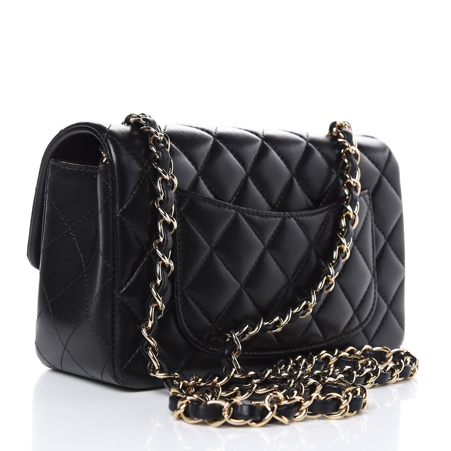 Lambskin Quilted Mini Rectangular Flap Black