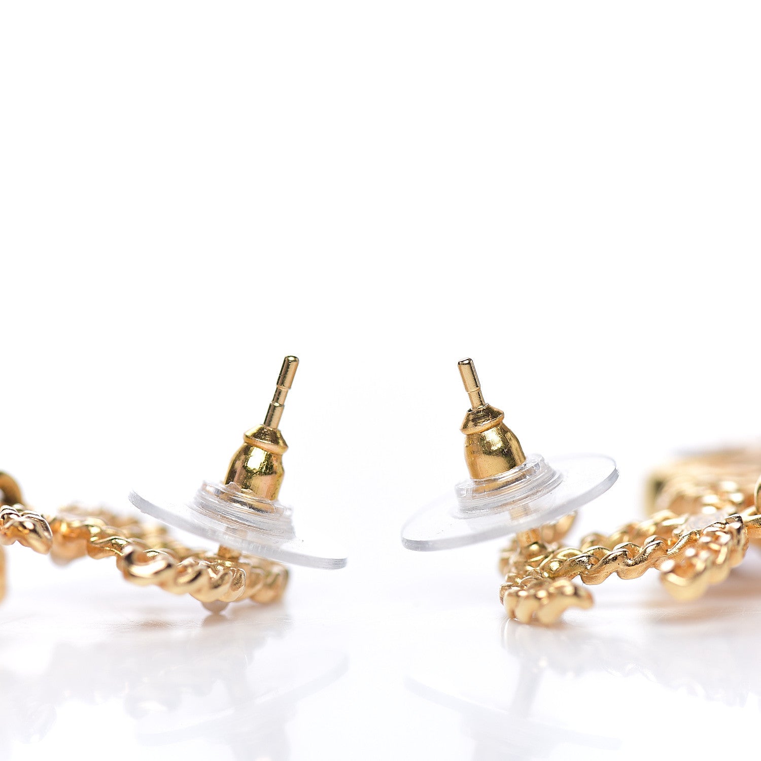 Chanel Pearl Gripoix No 5 CC Chain Drop Earrings Gold 3 of 4