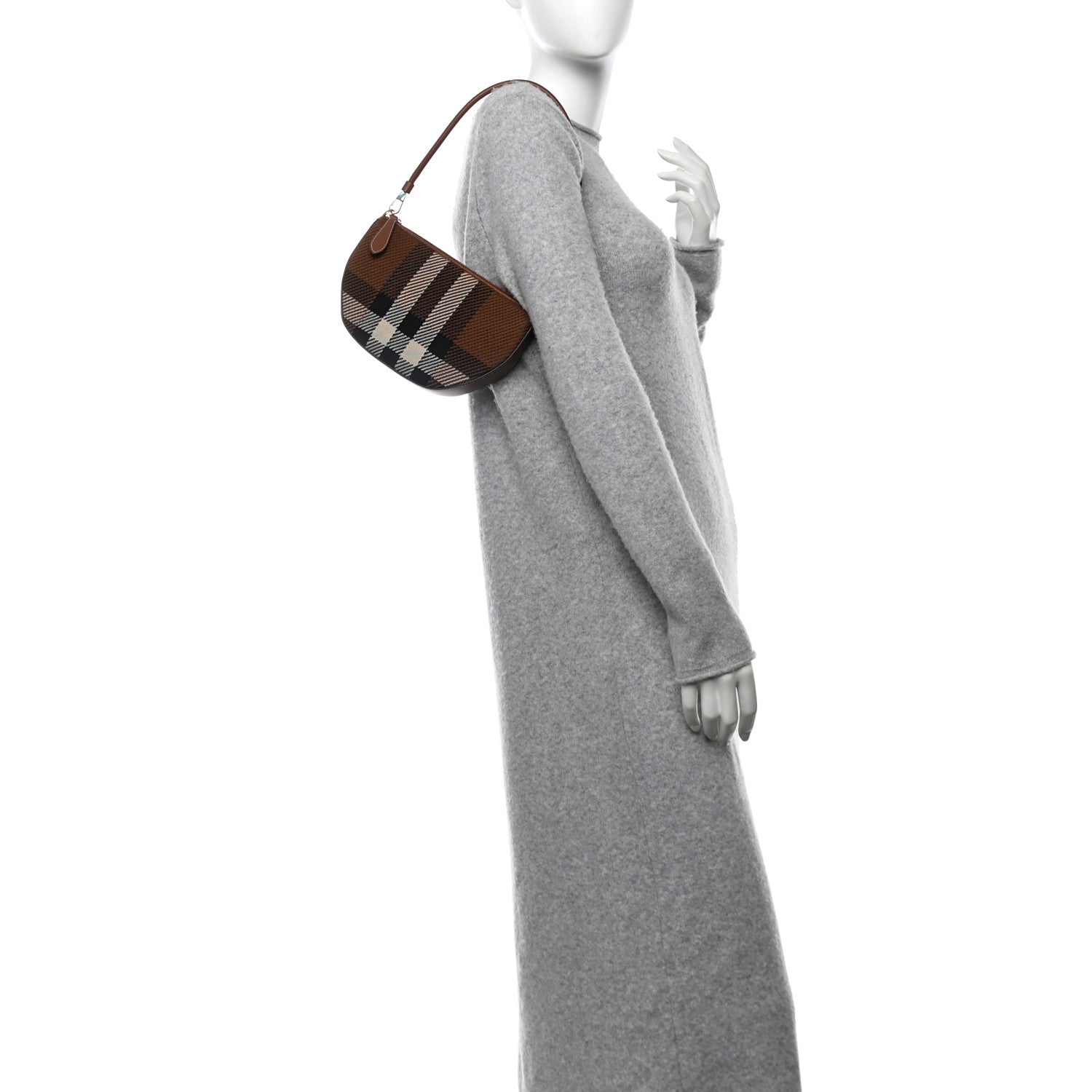 Burberry Canvas Calfskin Check Knitted Small Olympia Birch Brown 2 of 9