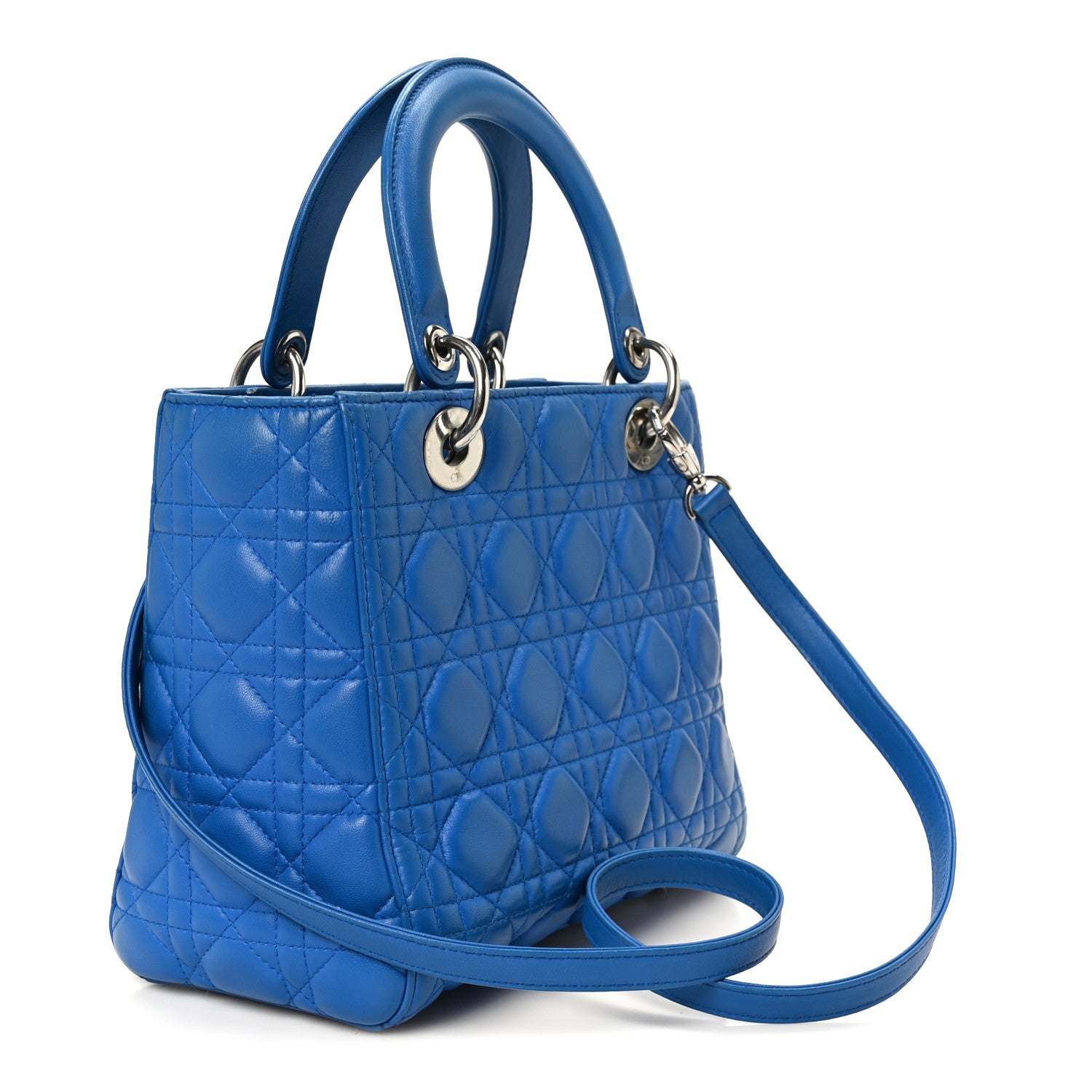 Christian Dior Lambskin Cannage Medium Lady Dior Blue 3 of 10