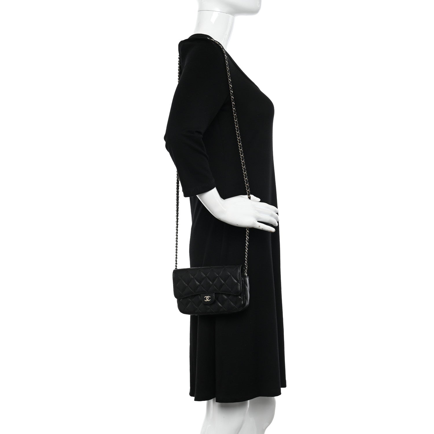 Chanel Caviar Quilted Flap Phone Holder With Chain Black 2 of 13