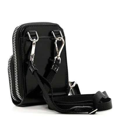 Prada Brushed Calfskin Mini Crossbody Pouch Black 3 of 6