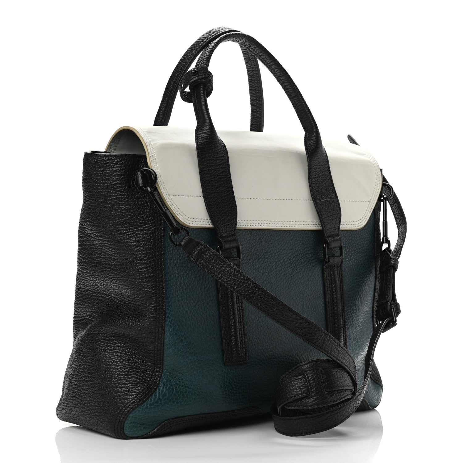 3.1 Phillip Lim Textured Calfskin Colorblock Large Pashli Satchel Dark Teal 2 of 10