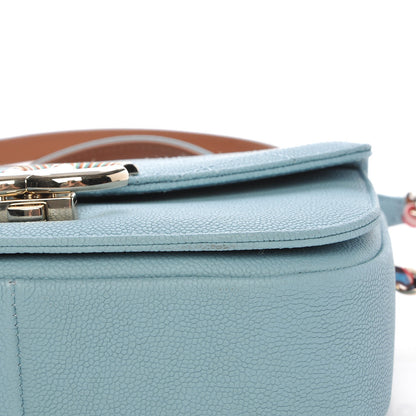 Chanel Grained Calfskin Quilted Small Cuba Top Handle Flap Blue 9 of 9