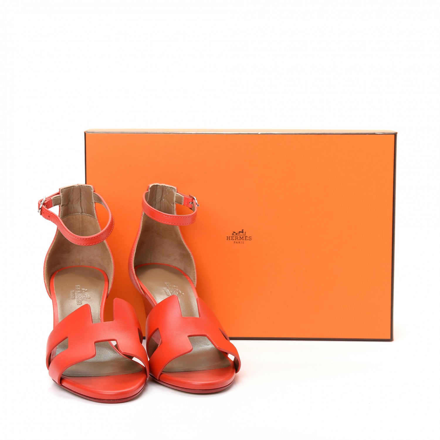 Hermes Calfskin Legend Wedge Sandals 36 Pavot 11 of 11