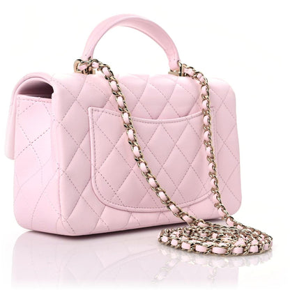 Chanel Lambskin Quilted Mini Top Handle Rectangular Flap Light Pink 3 of 10