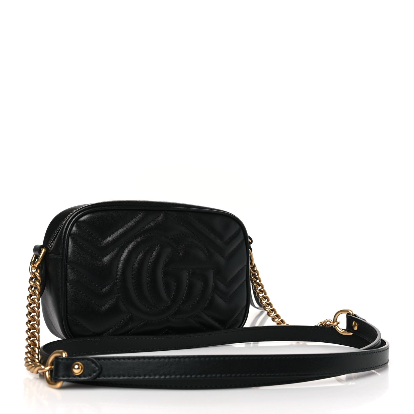 Calfskin Matelasse Mini GG Marmont Chain Shoulder Bag Black