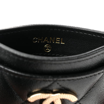 Chanel Caviar Quilted Studded CC Card Holder Black 6 of 8