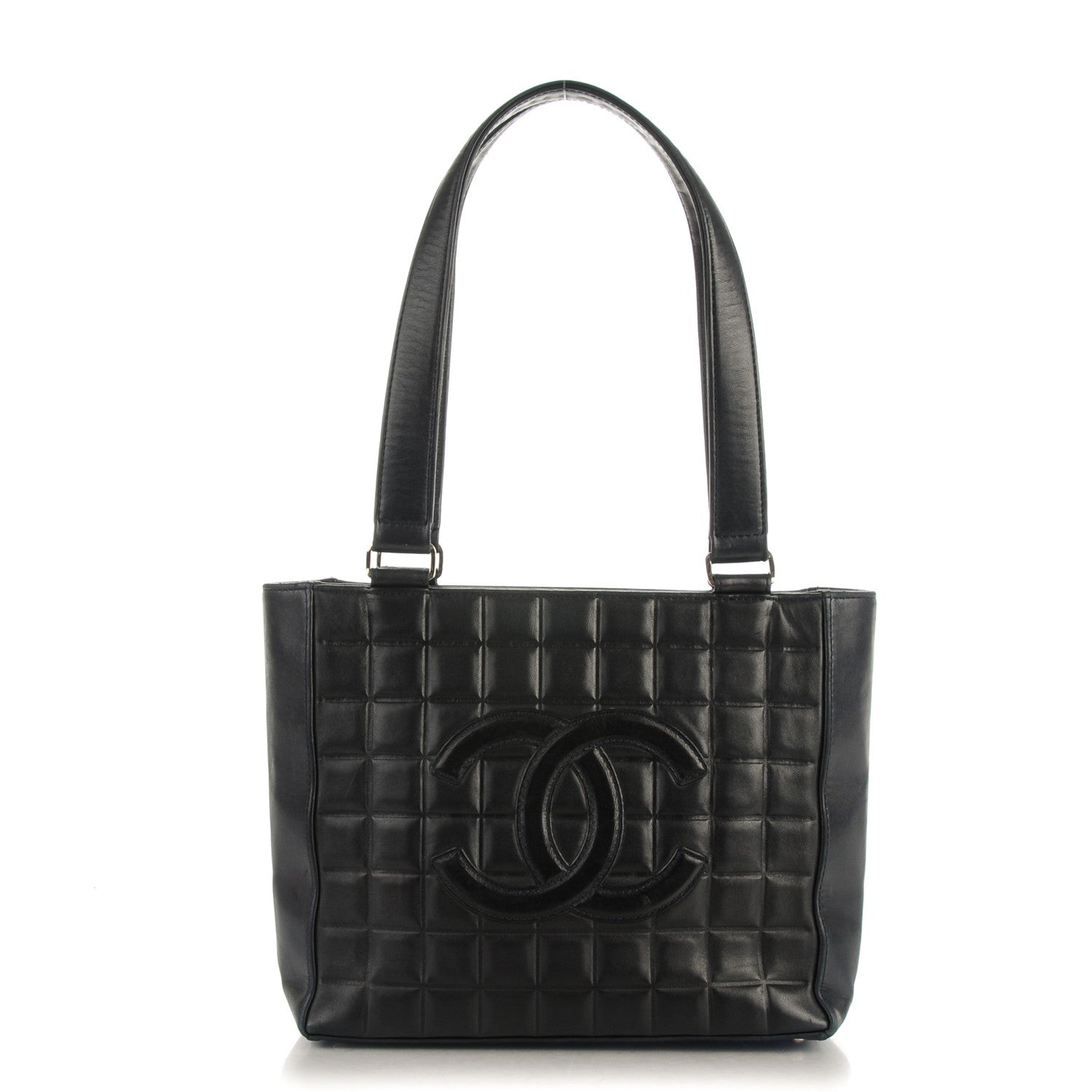 Chanel Lambskin Chocolate Bar Quilted Small Tote Navy 1 of 8