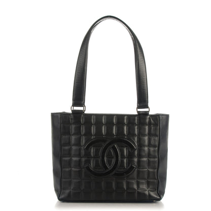 Chanel Lambskin Chocolate Bar Quilted Small Tote Navy 1 of 8