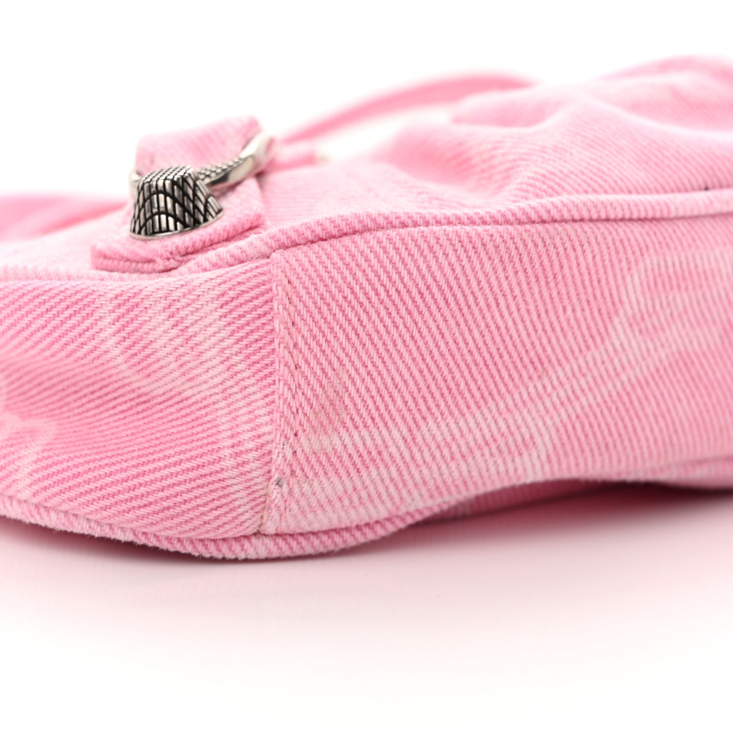 Washed Denim BB Monogram Le Cagole Mini Purse With Chain Pink