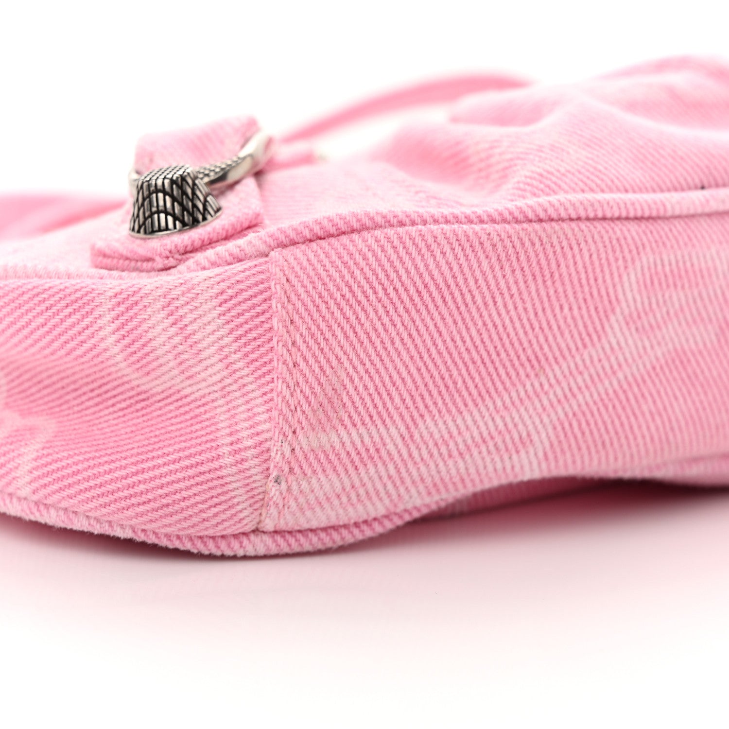 Balenciaga Washed Denim BB Monogram Le Cagole Mini Purse With Chain Pink 8 of 11