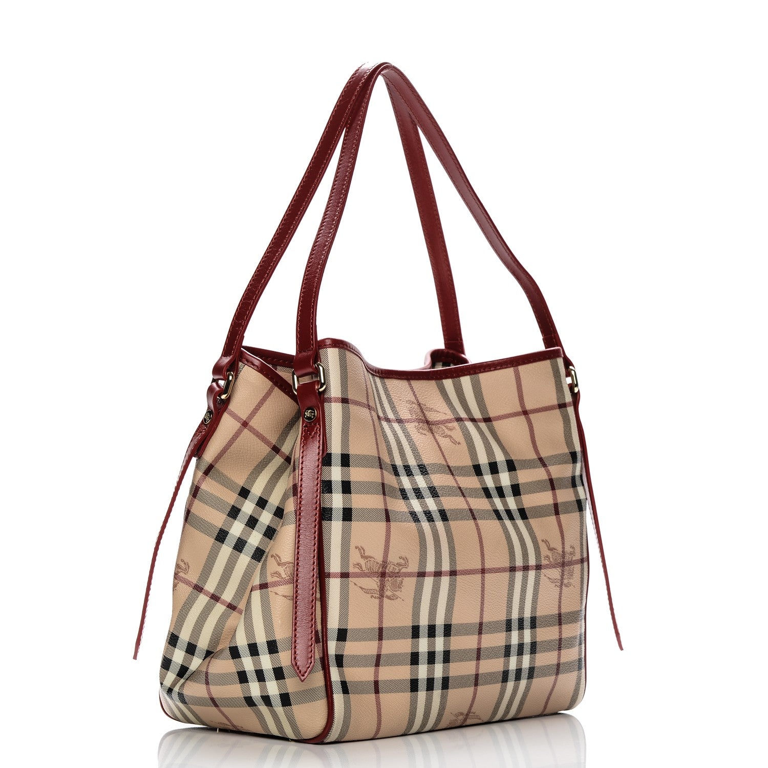 Burberry Haymarket Check Small Canterbury Tote Military Red 3 of 6