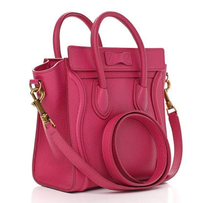 Celine Drummed Calfskin Nano Luggage Fuchsia 2 of 9