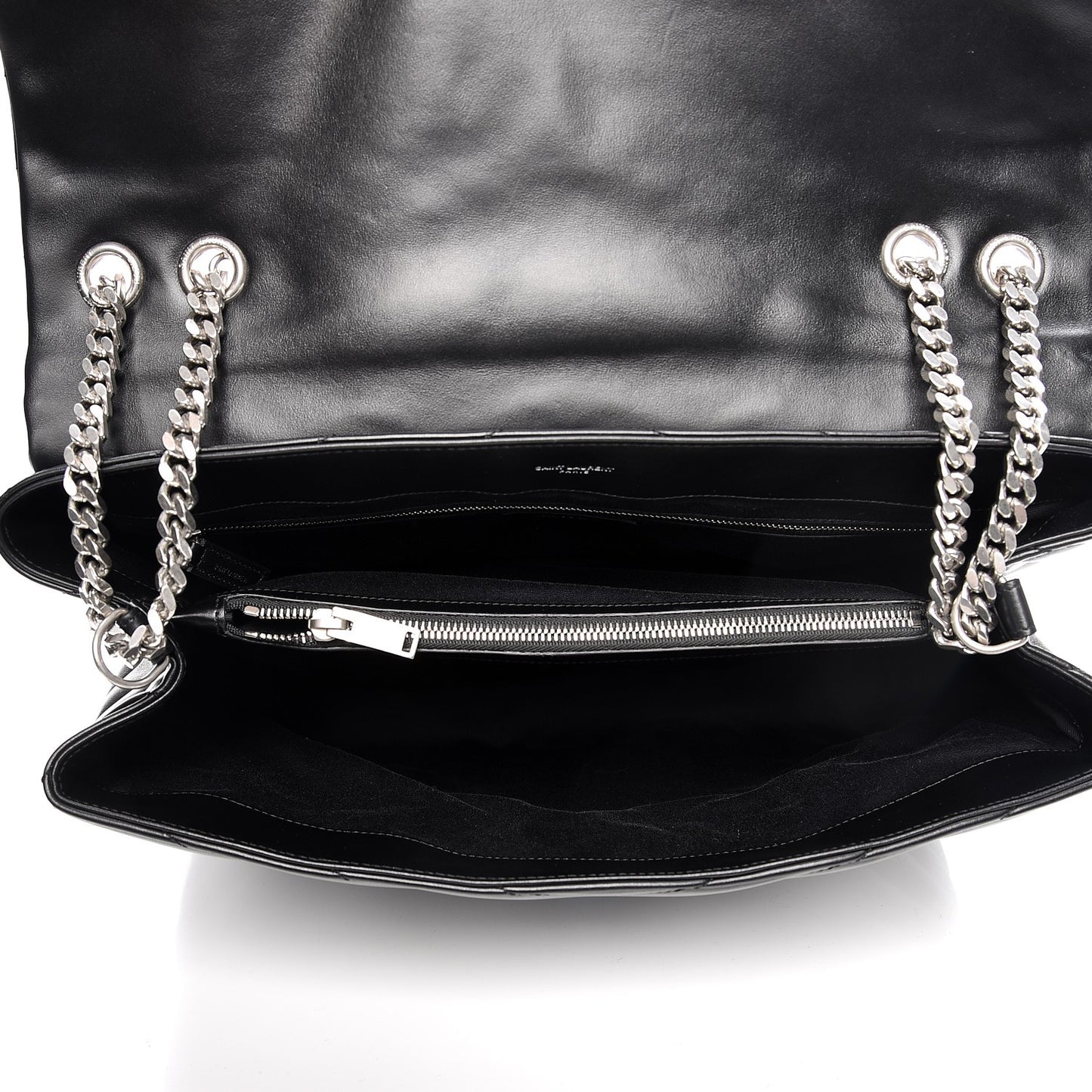 Calfskin Y Quilted Monogram Large Loulou Chain Satchel Black