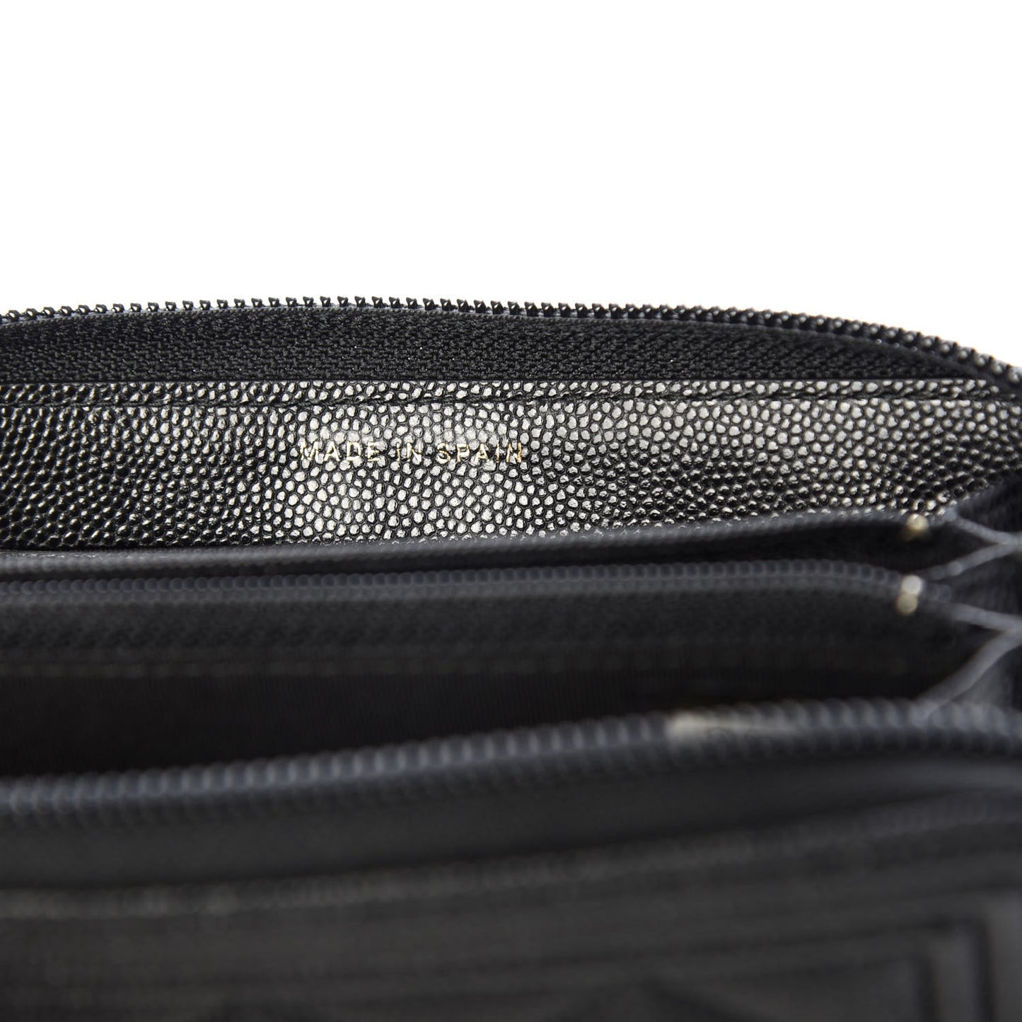 Caviar Quilted Small Boy Zip Around Wallet Black