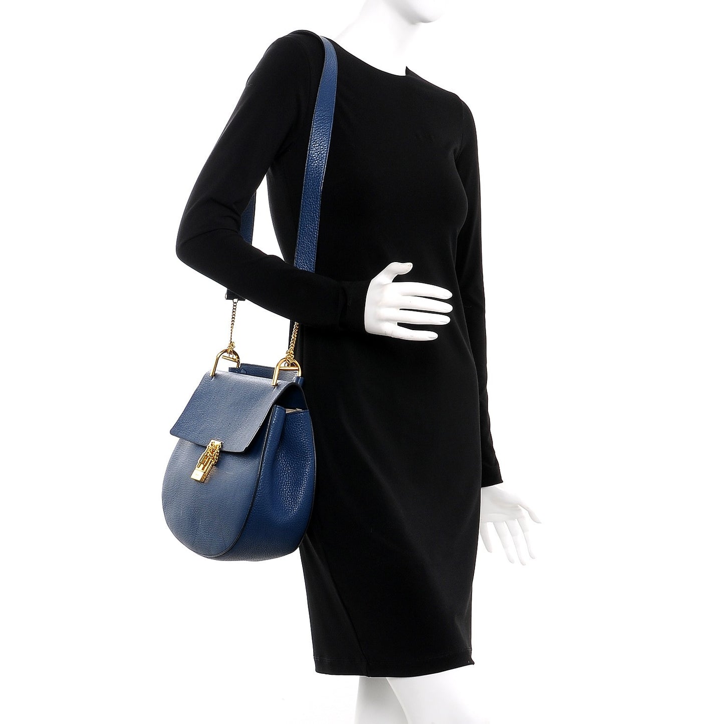 Grained Lambskin Large Drew Shoulder Bag Factory Blue
