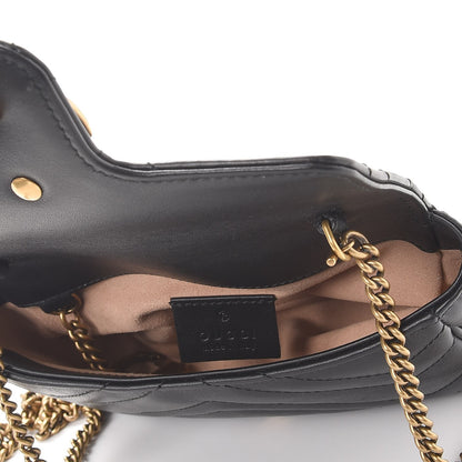 Gucci Calfskin Matelasse Super Mini GG Marmont Shoulder Bag Black 7 of 10