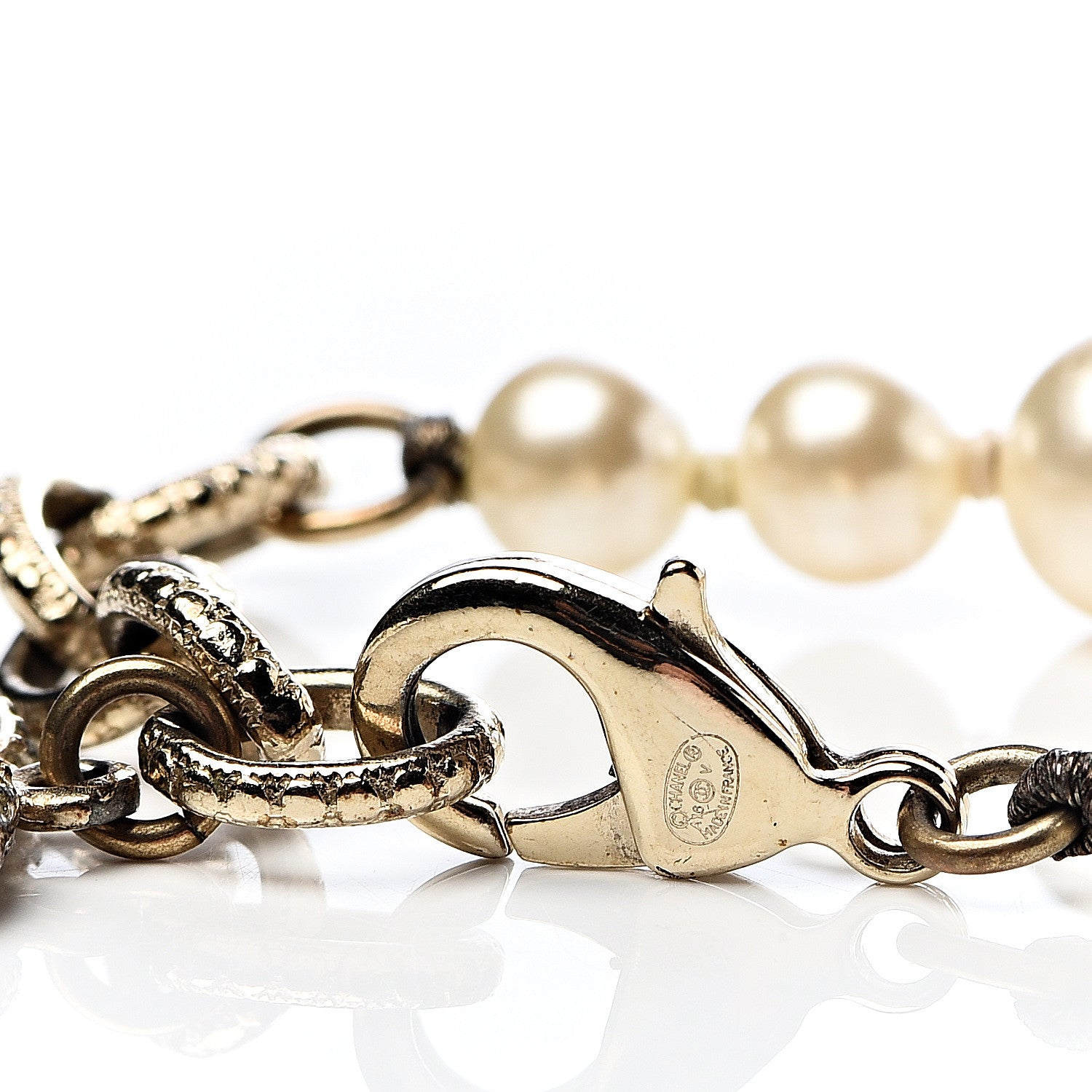 Chanel Crystal Pearl CC Bracelet Gold 4 of 4