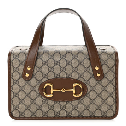 Gucci GG Supreme Monogram Small Horsebit 1955 Foldover Top Handle Bag Beige Brown Sugar 1 of 10