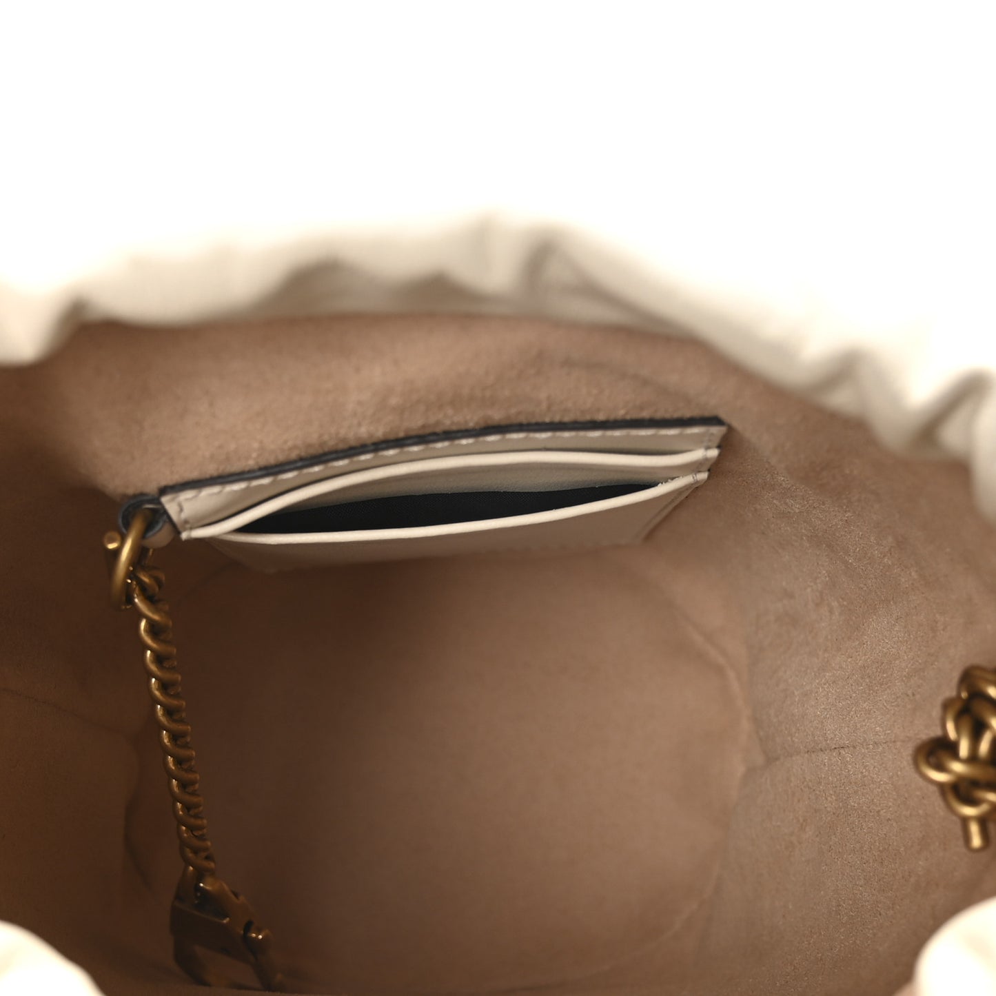 Calfskin Matelasse Mini GG Marmont 2.0 Bucket Bag White