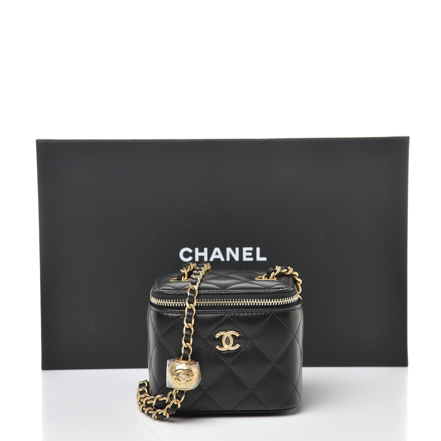 Chanel Lambskin Quilted Pearl Crush Box With Chain Black 11 of 11