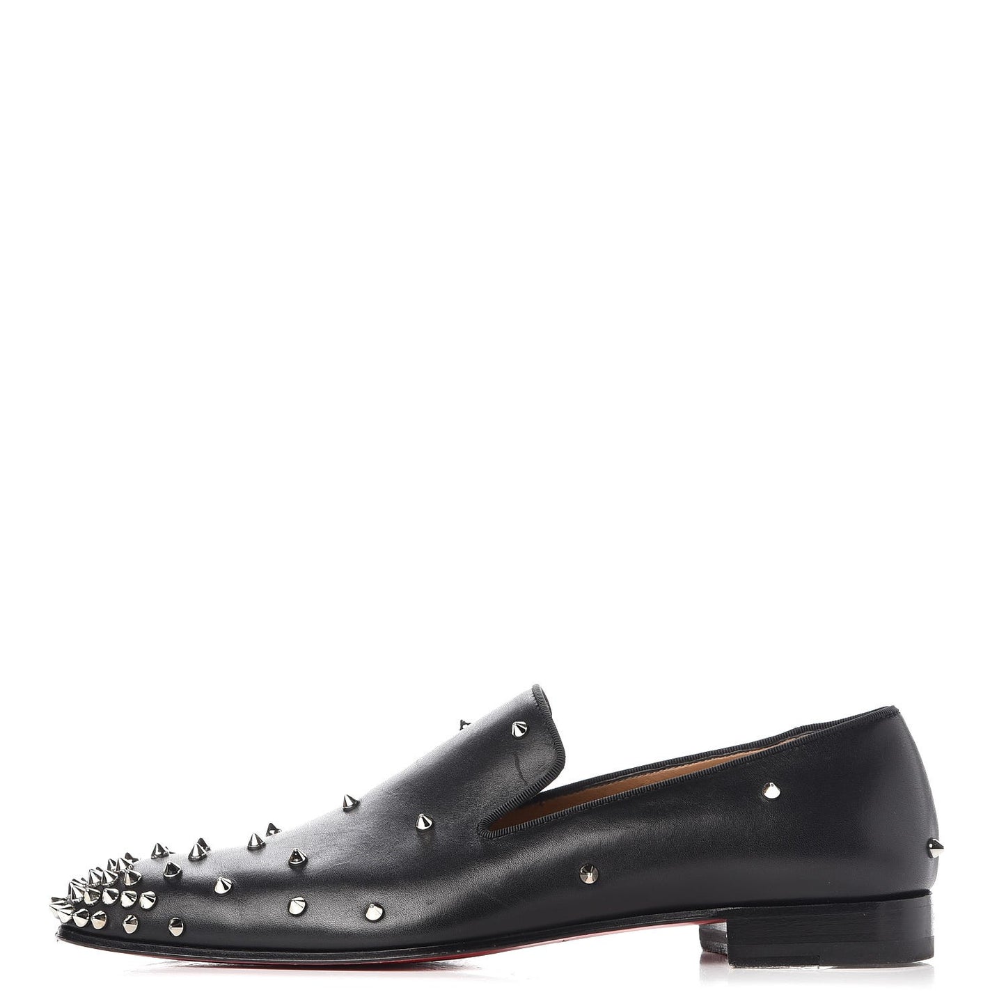 Calfskin Spikes Degra Flat Loafers 42 Black