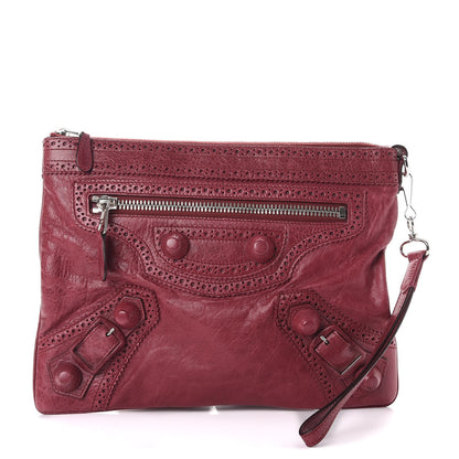 Balenciaga Agneau Giant Brogues Hardware Flat Handle Clutch Pourpre 1 of 9