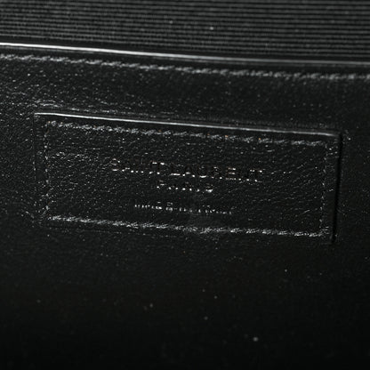 Saint Laurent Grain De Poudre Textured Mixed Matelasse Triquilt Medium Monogram Satchel Black 6 of 9