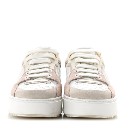 Louis Vuitton Suede Calfskin Monogram Embossed Time Out Sneakers 37 Rose Poudre 3 of 10