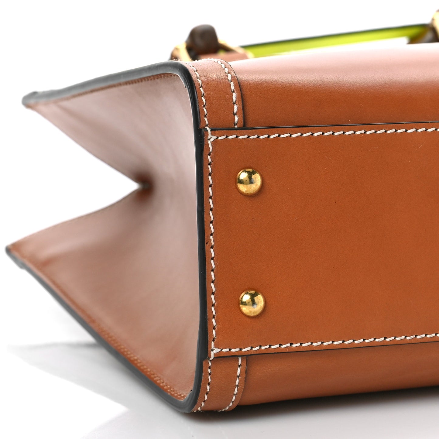 Calfskin Web Small Diana Tote Bag Cuir Yellow Fluo