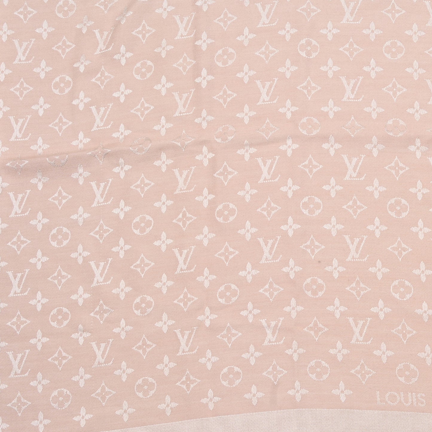 Silk Wool Monogram Denim Shawl Rose