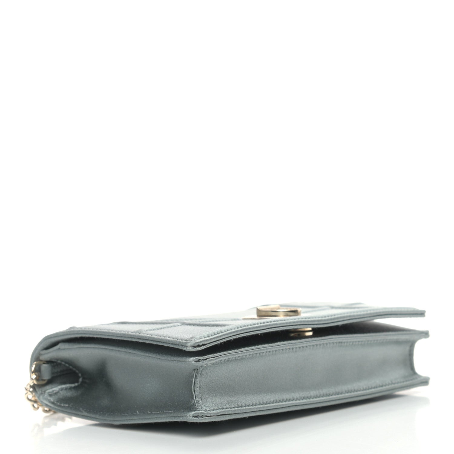 Christian Dior Satin Diorama Wallet on Chain Pouch Blue Gray 4 of 11